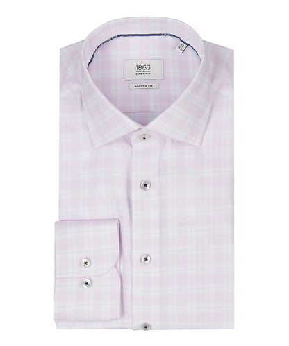 Striped shirt with a semi-spread collar | Pink