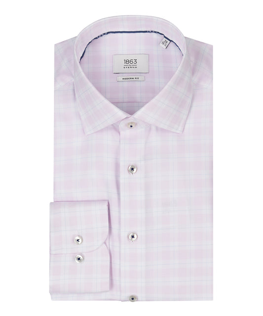 Shirt katoen | Combi ruit Roze/Wit