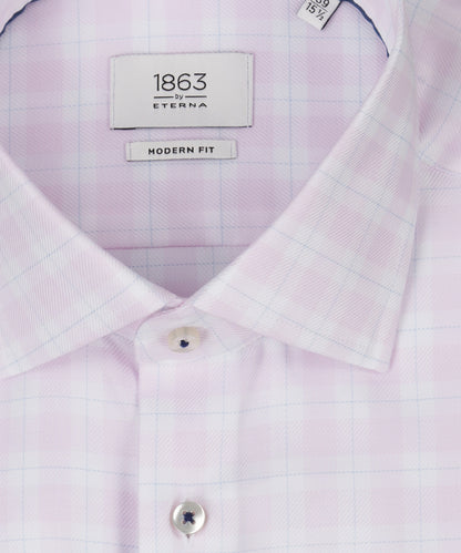 Striped shirt with a semi-spread collar | Pink
