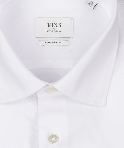 Striped shirt with a semi-spread collar | White