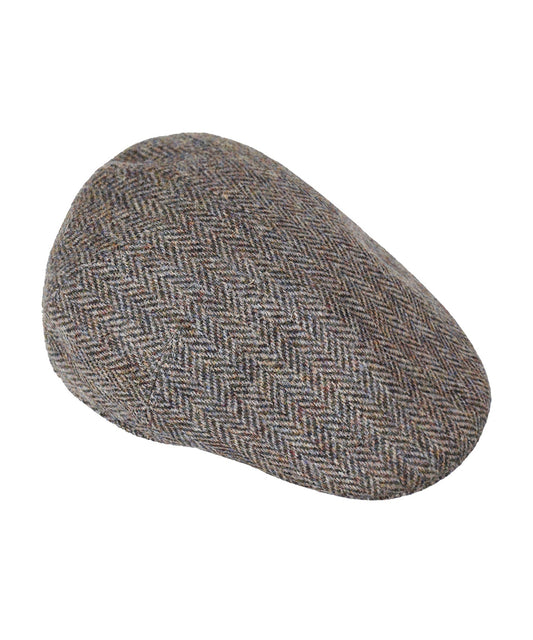 Jockey Tweed Cap | Beige Herringbone Tweed