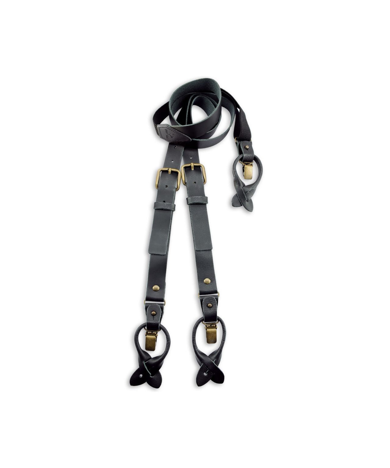 Leren Bretels 2 in 1 | Zwart