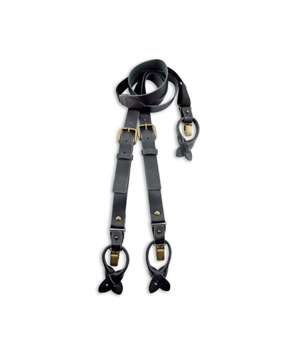 Leren Bretels 2 in 1 | Zwart