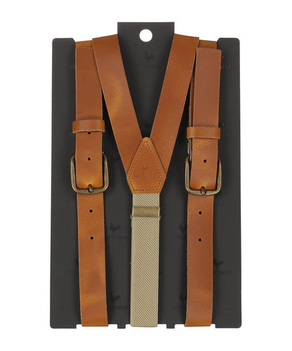 Leder-Hosenträger, 2-in-1, mit Clips und Laschen | Braun
