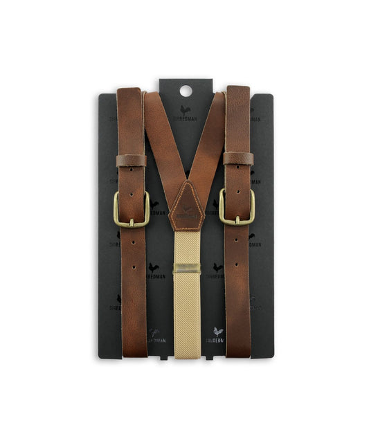 Leren Bretels 2 in 1 | Donker Cognac