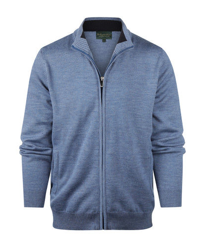 Merino Zip-Up Vest | Blue Mix