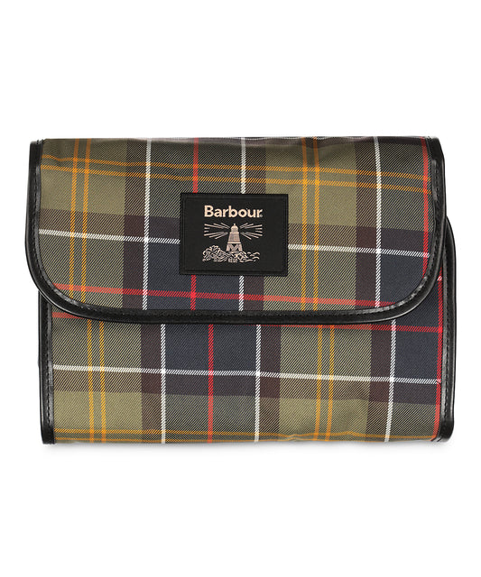Barbour Tartan Hanging Washbag | Olive