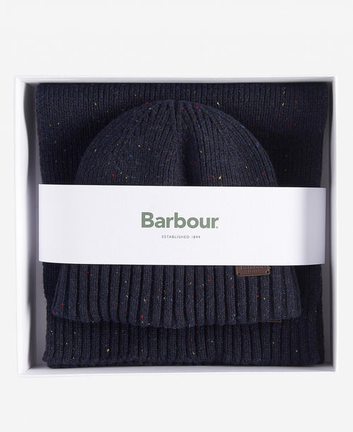 Barbour Carlton Sjaal en Muts Cadeauset | Navy Blauw