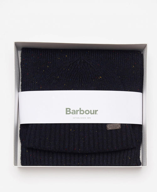Barbour Carlton Sjaal en Muts Cadeauset | Navy Blauw