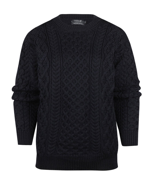 Aran Ronde Hals pullover | Navy