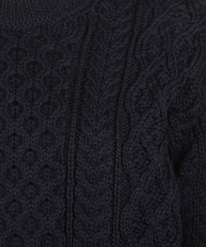 Aran Ronde Hals pullover | Navy