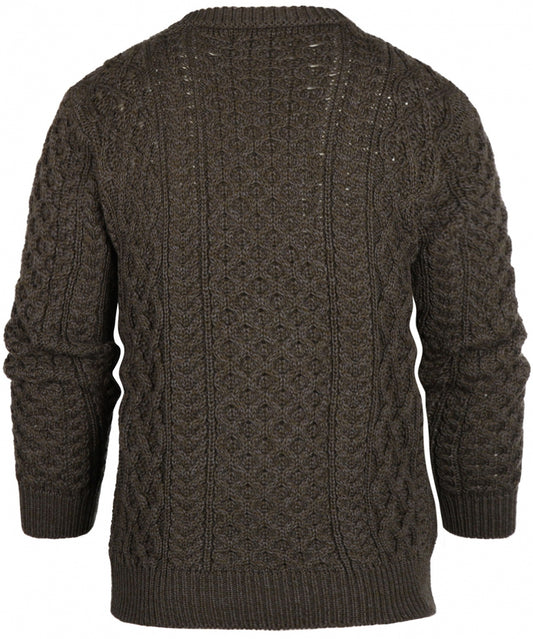 Aran Ronde Hals pullover | Forest Marl