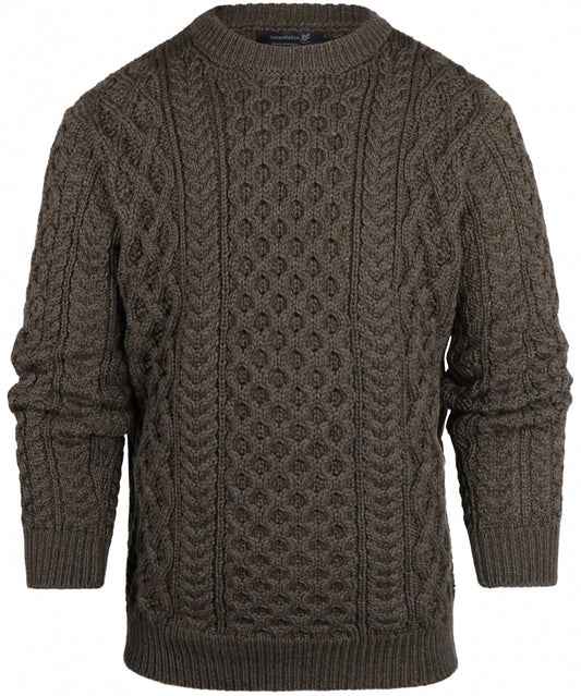 Aran Ronde Hals pullover | Forest Marl