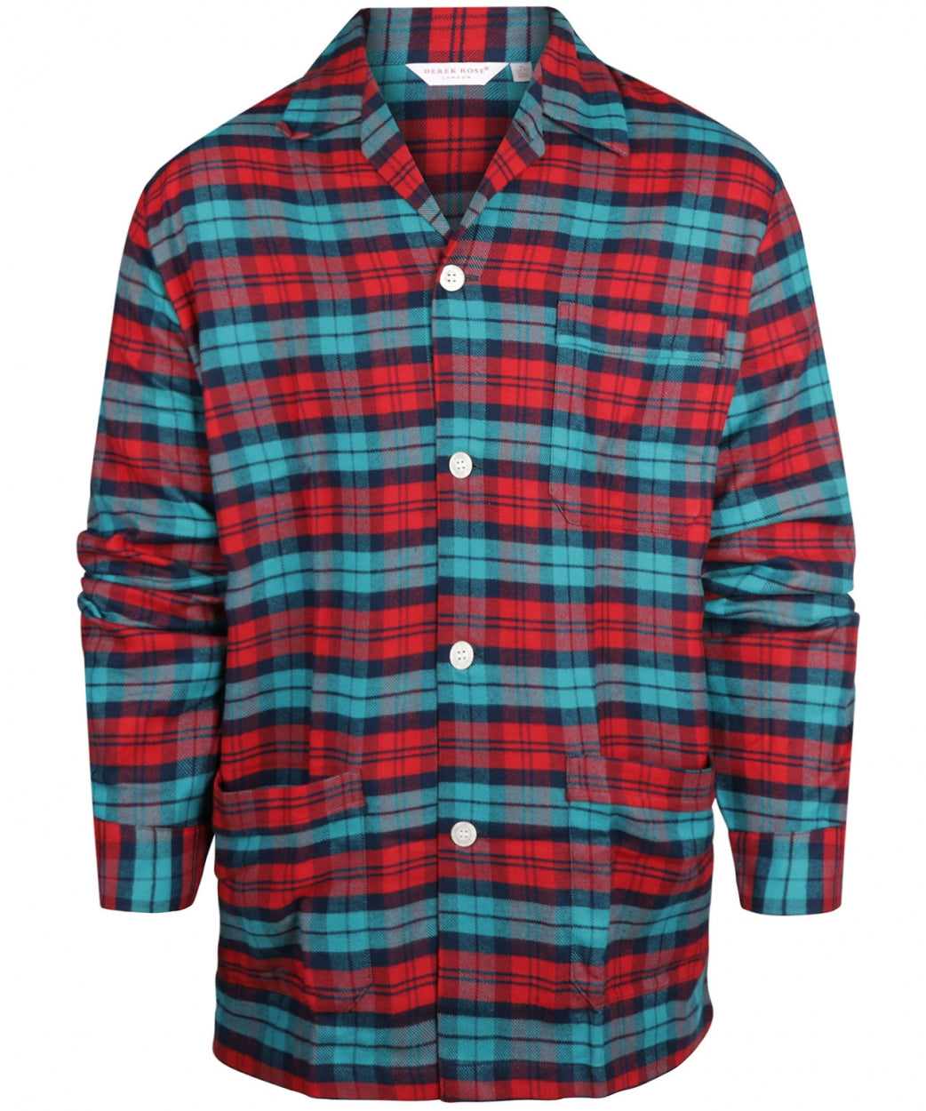Derek Rose Flannel Pyjama | Red/Aqua check
