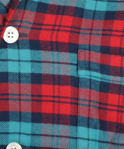 Derek Rose Flannel Pyjama | Red/Aqua check