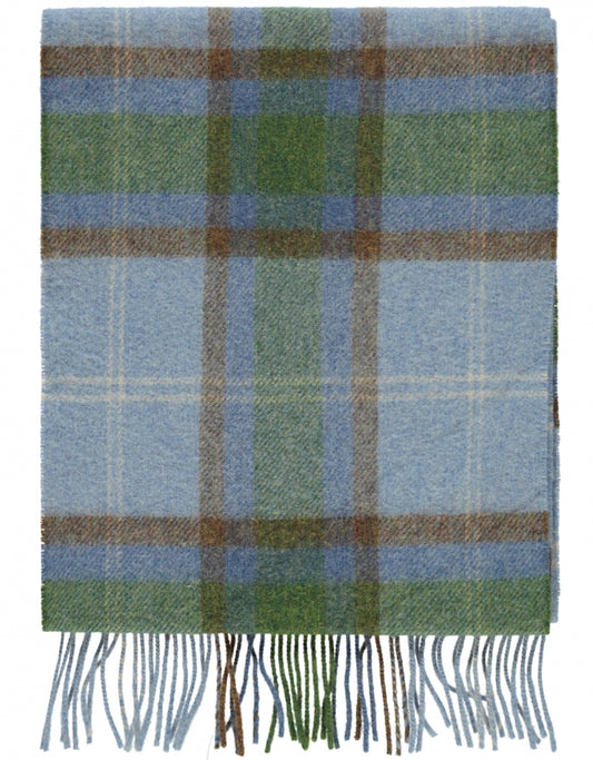 Lambswool Scarf | Light Blue Green Check