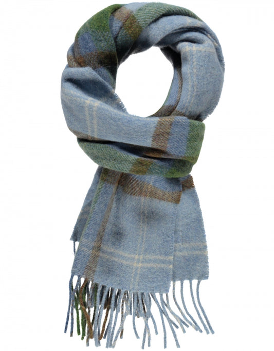 Lambswool Scarf | Light Blue Green Check