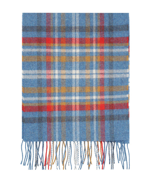 Lambswool Scarf | Blue Red Orange Plaid