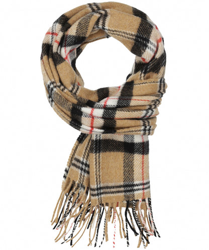 Karierter Lammwollschal | Kamel- oder Merrick-Tartan