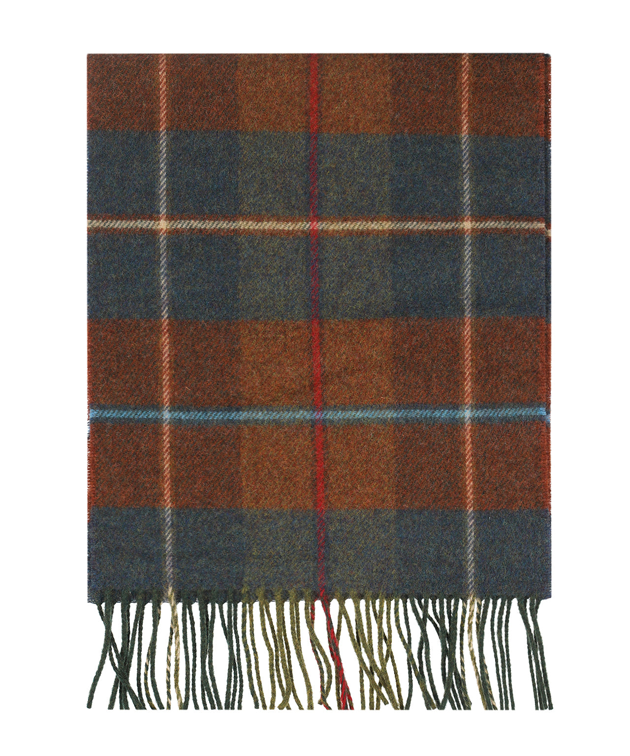 Lambswool Scarf | Rust Brown Blue Red Plaid