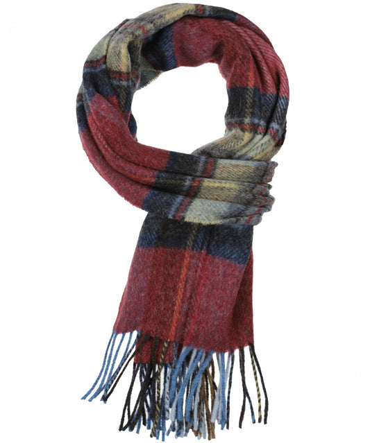 Lambswool Scarf | Red Straw Graphite Plaid
