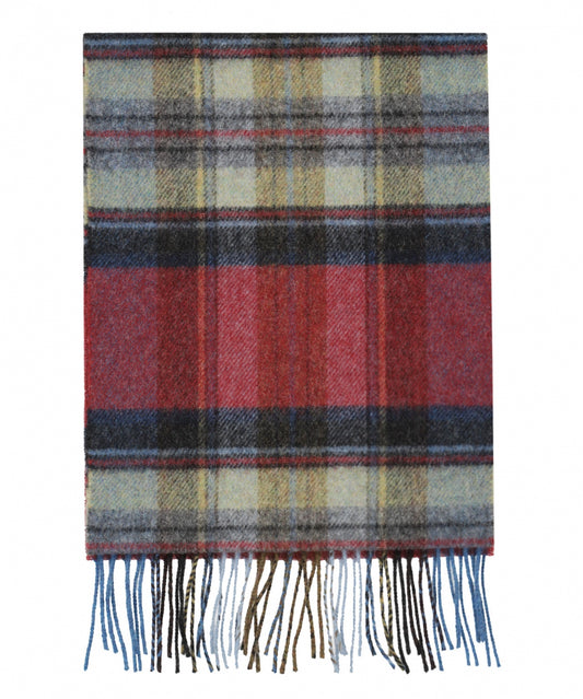 Lambswool Scarf | Red Straw Graphite Plaid
