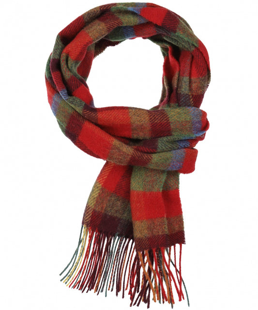 Lambswool Scarf | Red Burgundy Green Check