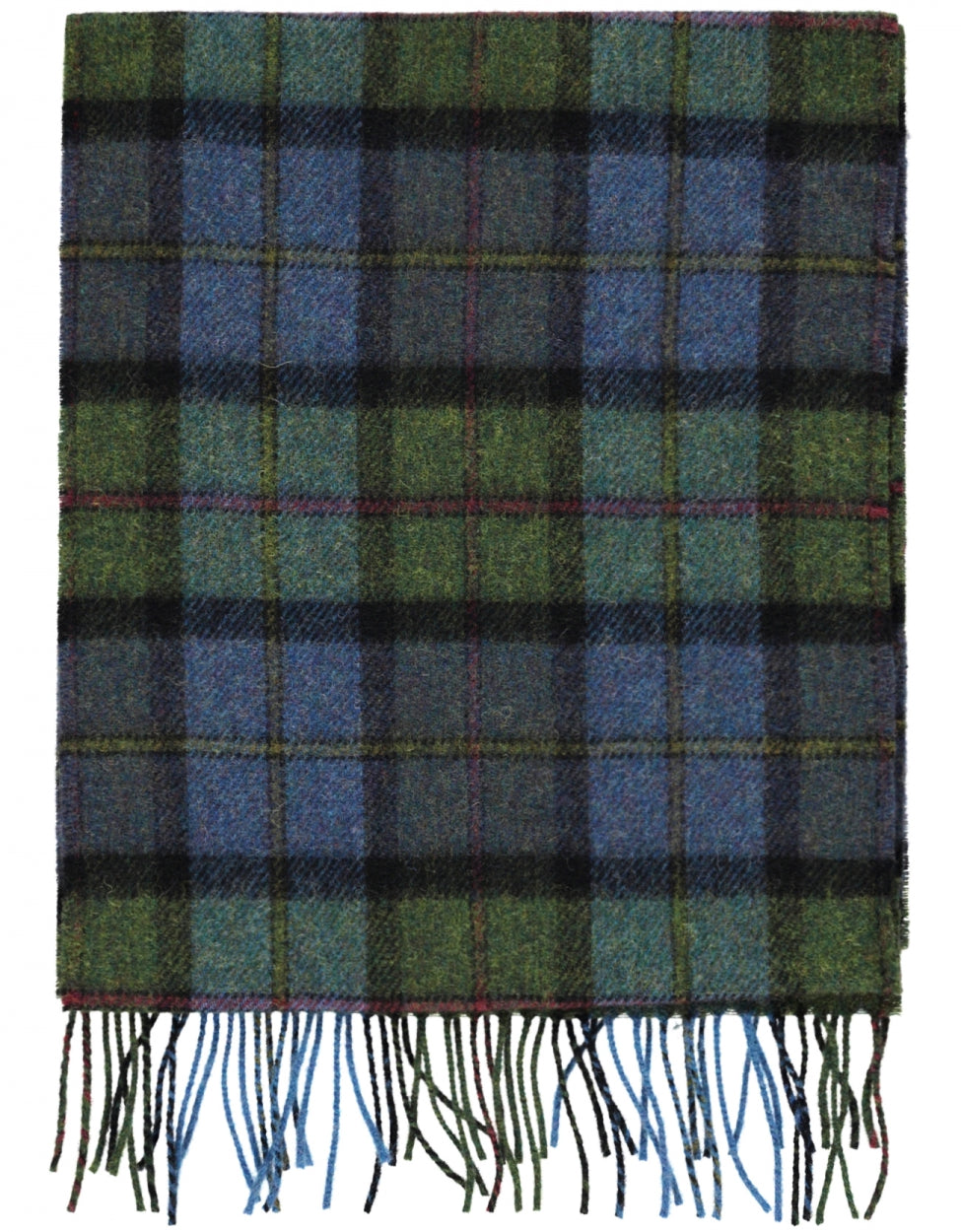 Checked Lambswool Scarf | Denim Green Tartan