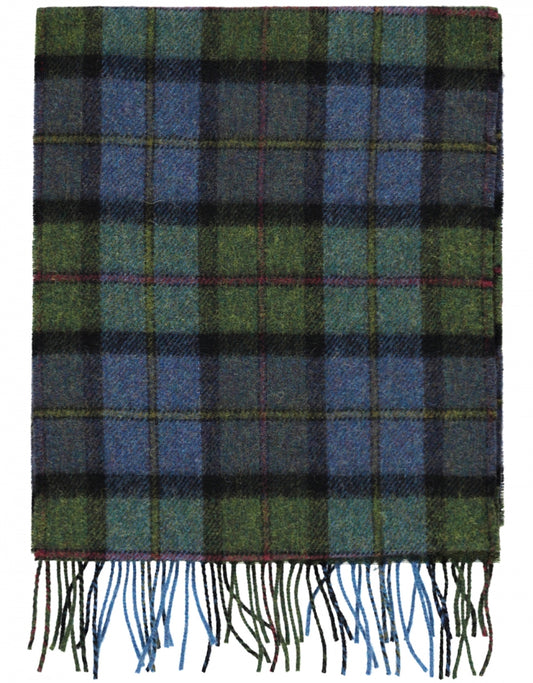 Karierter Lammwollschal | Denimgrüner Tartan