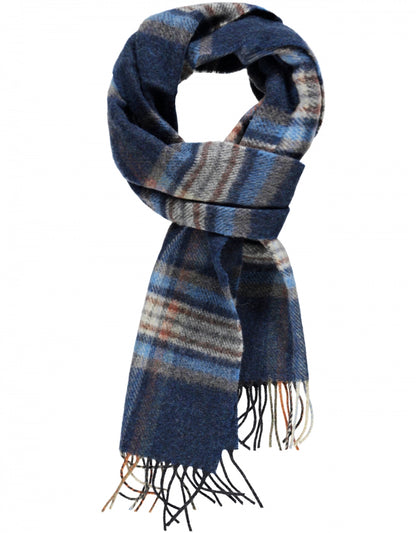 Lambswool Scarf Long | Orange Denim Check