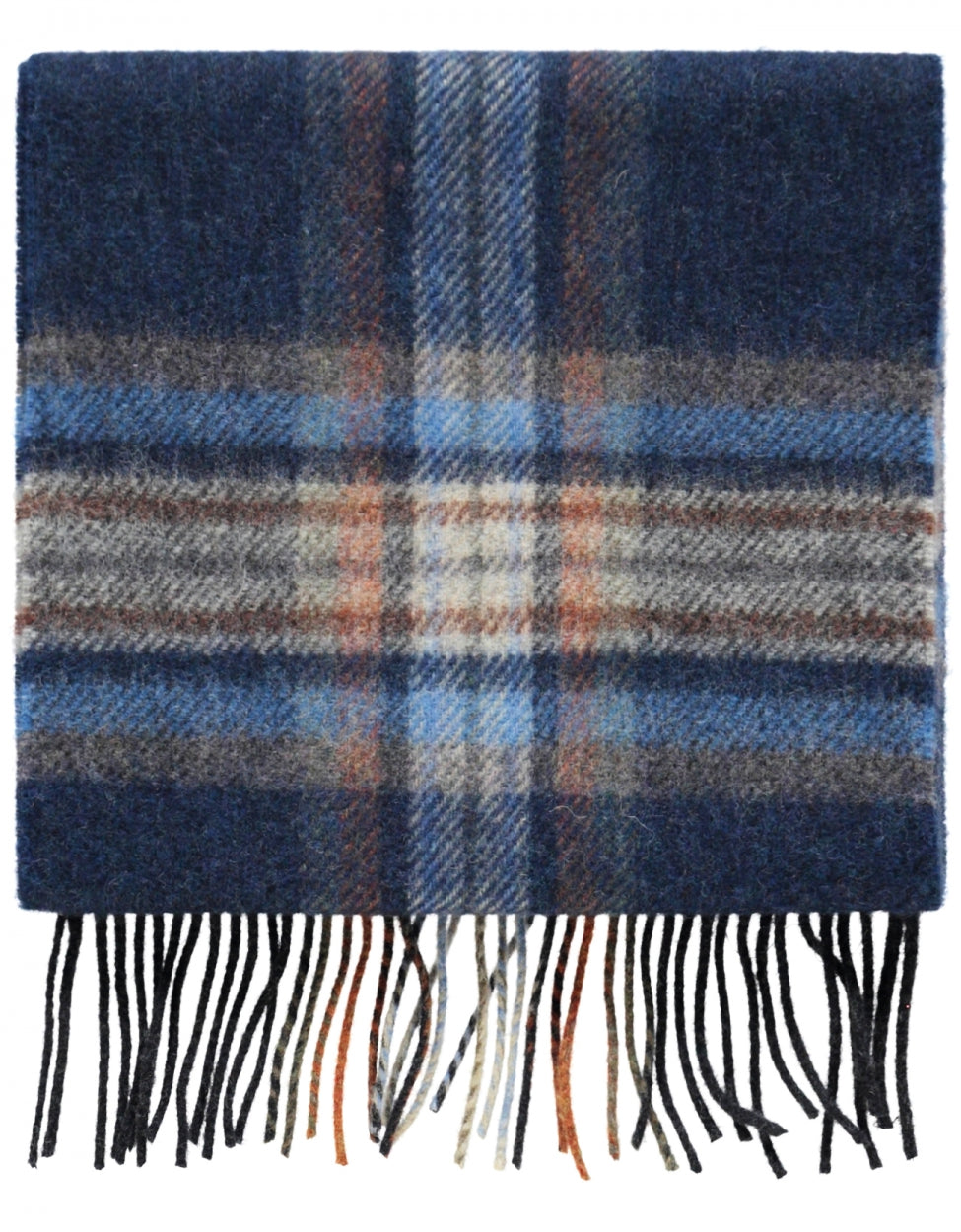 Lambswool Scarf Long | Orange Denim Check