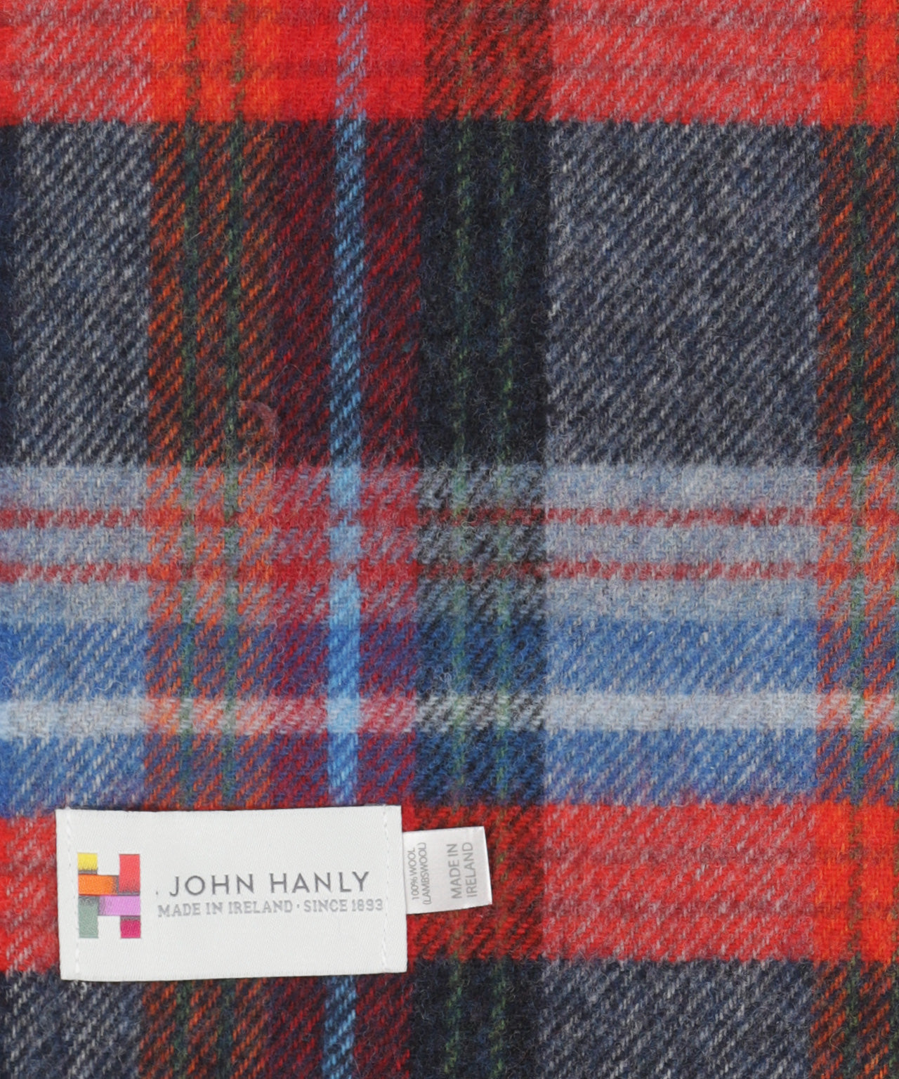 Lambswool Scarf Long | Navy Red Blue Wine Plaid