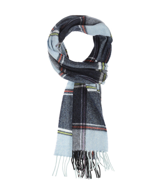 Lambswool Scarf Long | Blauw Lichtblauw ruit