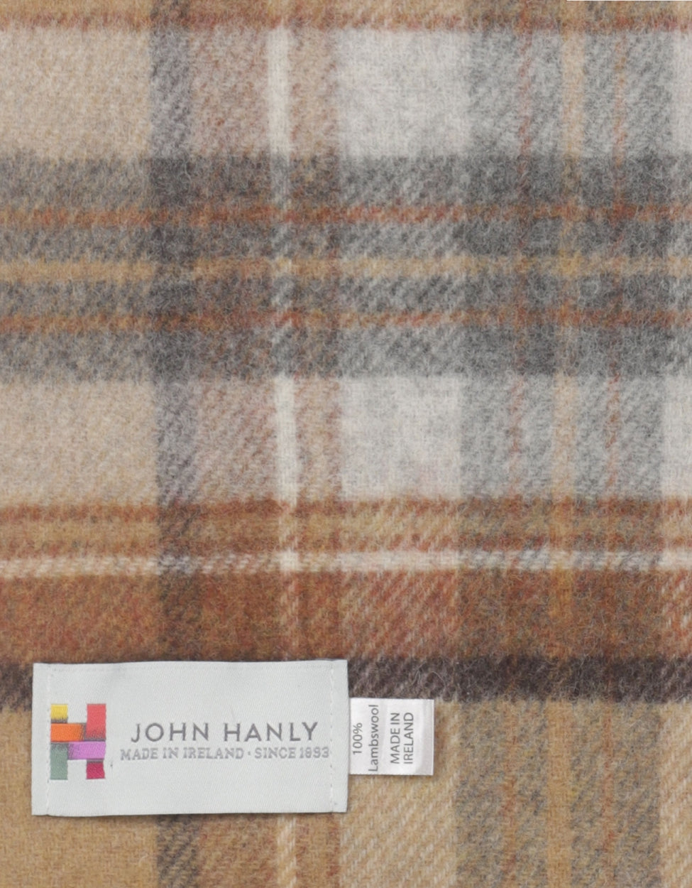 Lambswool Scarf Long | Silver Beige Grey Plaid
