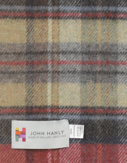 Lambswool Scarf Long | Red Grey Straw Plaid