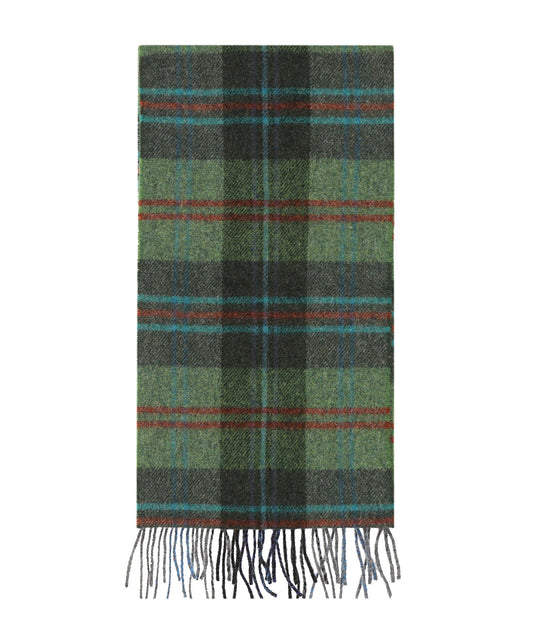 Lambswool Scarf Long | Green Red Overcheck Plaid