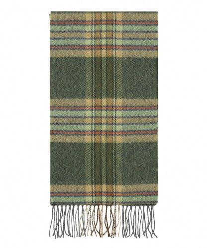 Lambswool Scarf Long | Dark Green Mint Mustard Check
