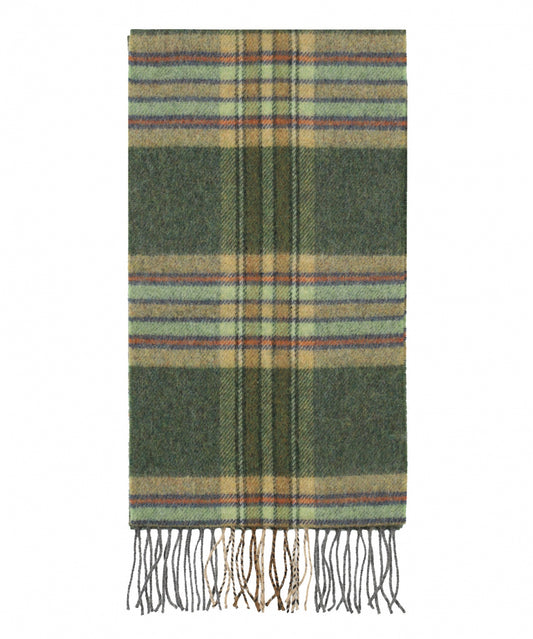 Lambswool Scarf Long | Dark Green Mint Mustard Check