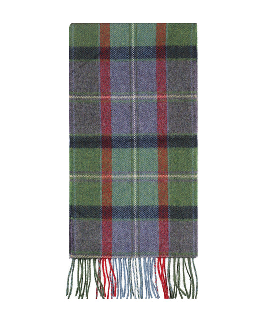 Lambswool Scarf Long | Purple Green Navy Check