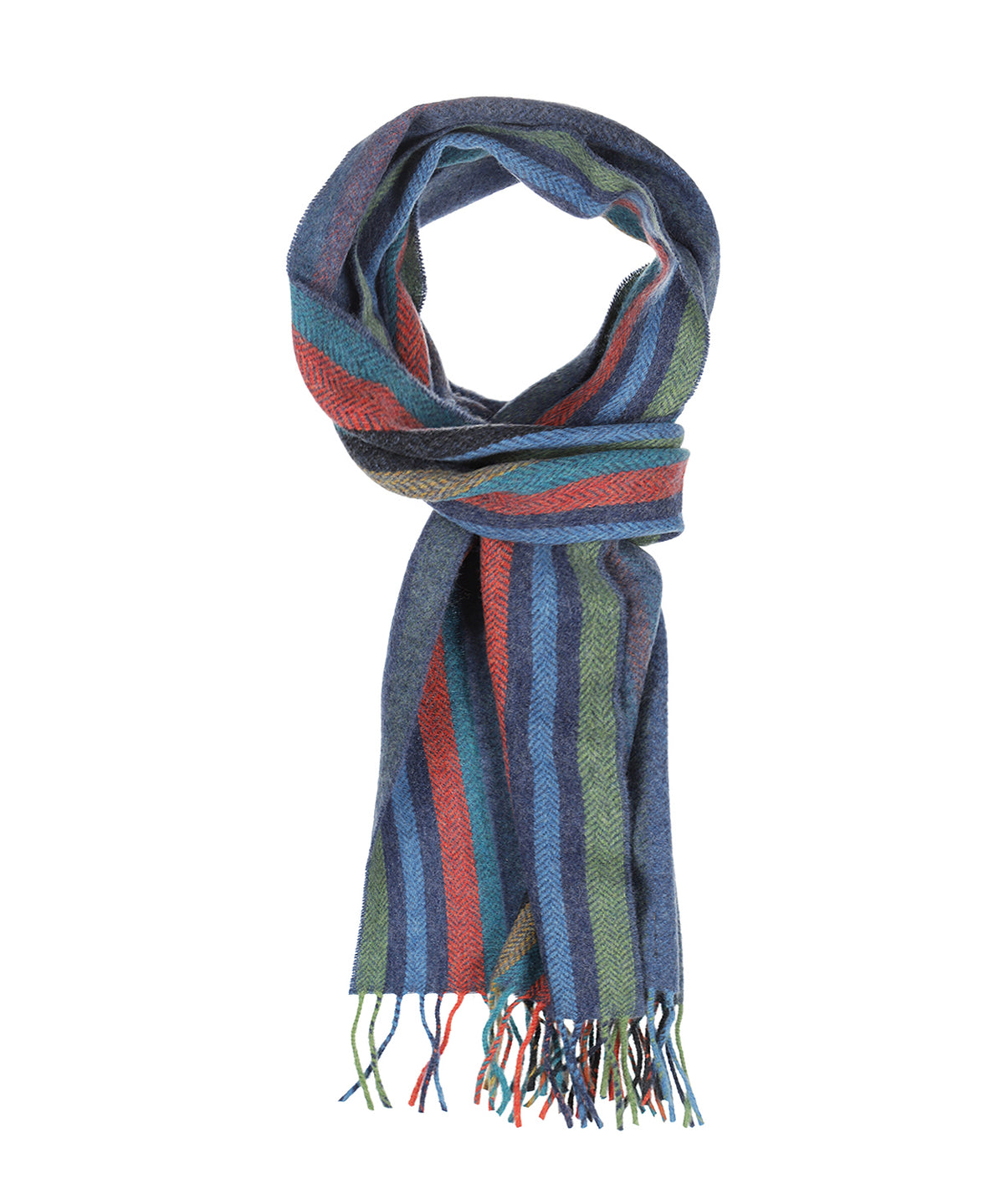 Lambswool Scarf Long | Groen Blauw Rood streep