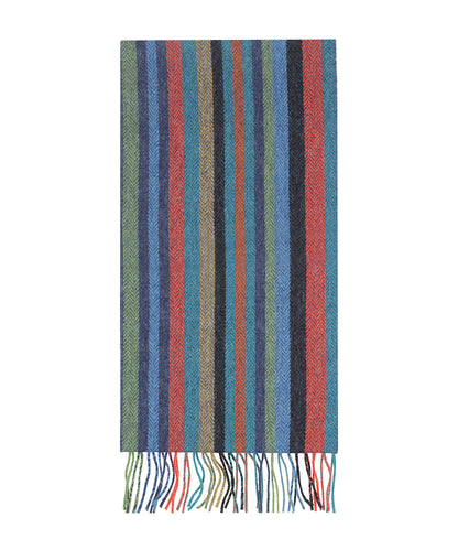 Lambswool Scarf Long | Groen Blauw Rood streep
