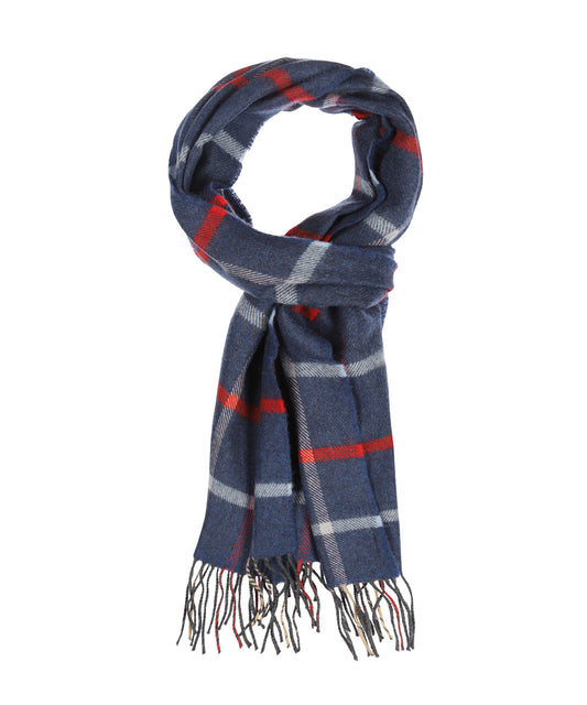 Merino Luxury Wool Scarf | Denim Rood ruit
