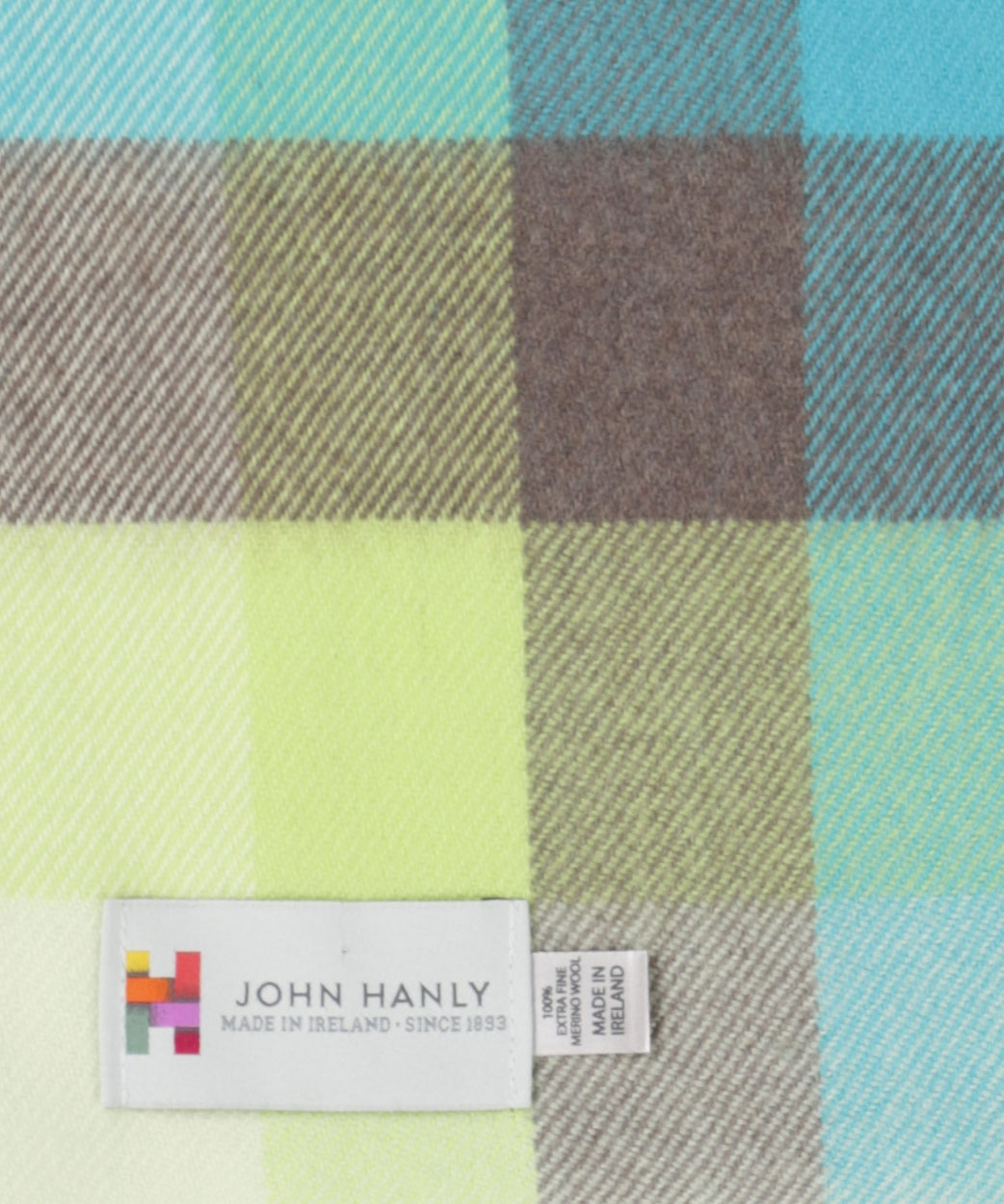 Merino Luxury Wool Scarf | Turquoise Yellow Brown Check