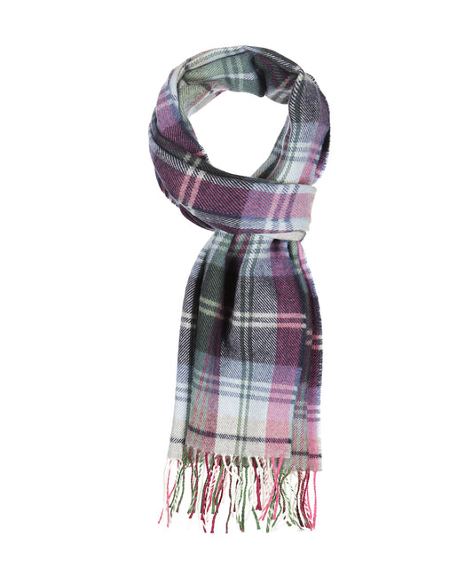 Merino Luxury Wool Scarf | Paars Groen Ecru ruit