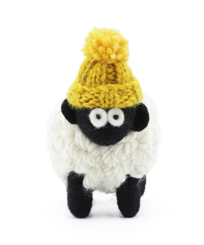 Knitted Sheep with Hat | Yellow