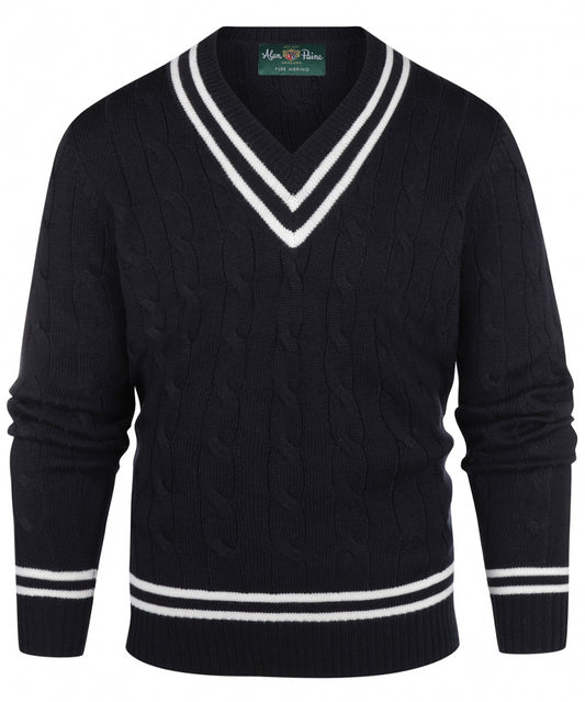 Cricket V-Hals Merinowol | Dark Navy/Ecru
