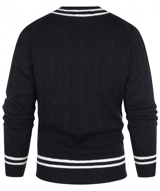 Cricket V-Hals Merinowol | Dark Navy/Ecru