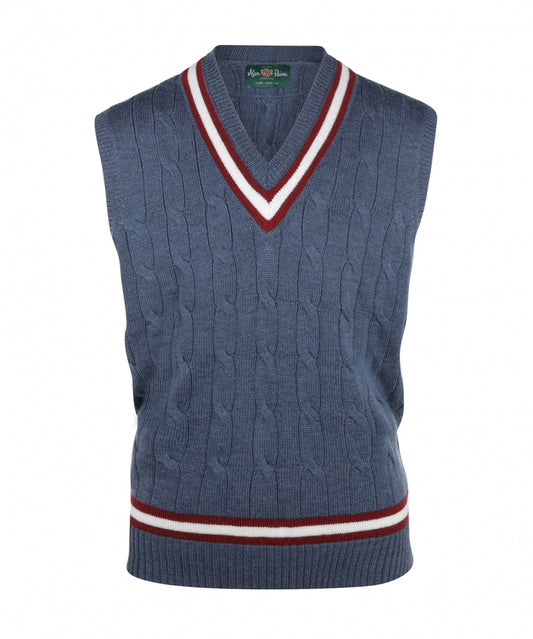 Cricket Slipover Merinowol | Denim/Ecru/Burgundy