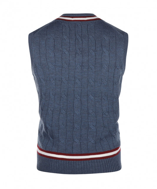 Cricket Slipover Merinowol | Denim/Ecru/Burgundy