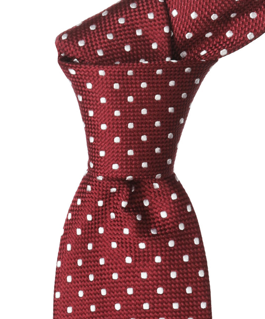 Zijden Stropdas | Bordeaux Stip Wit